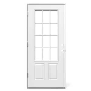 JELD-WEN 32 in. x 80 in. 12 Lite Primed Steel Prehung Right-Hand