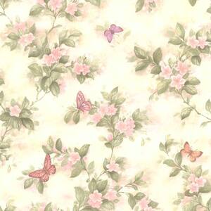 Mariposa Pink Blossom and Butterfly Wallpaper