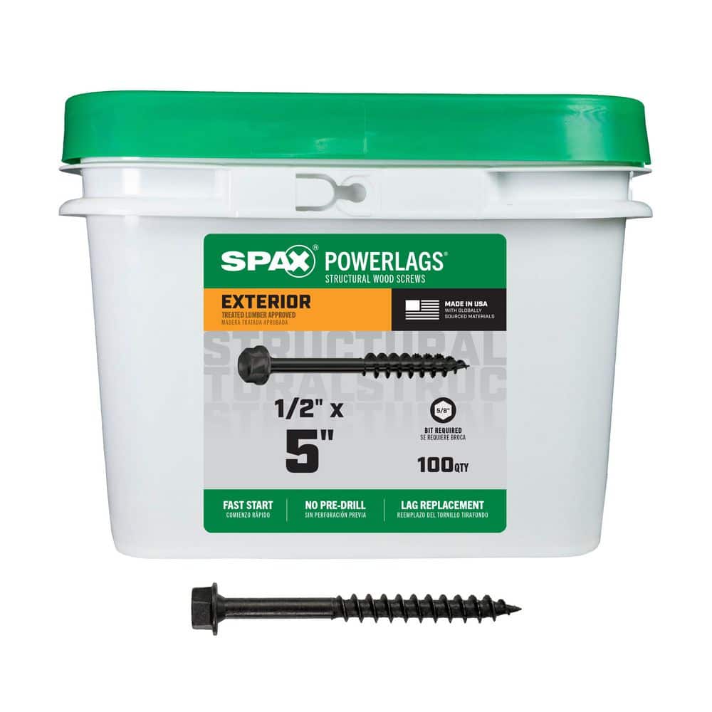 1/2 in. x 5 in. Black Powerlags XF Exterior 5/8 in. Hex Hex Head Structural Wood Lag Screws (100-Pieces) price history on PriceWatchPro