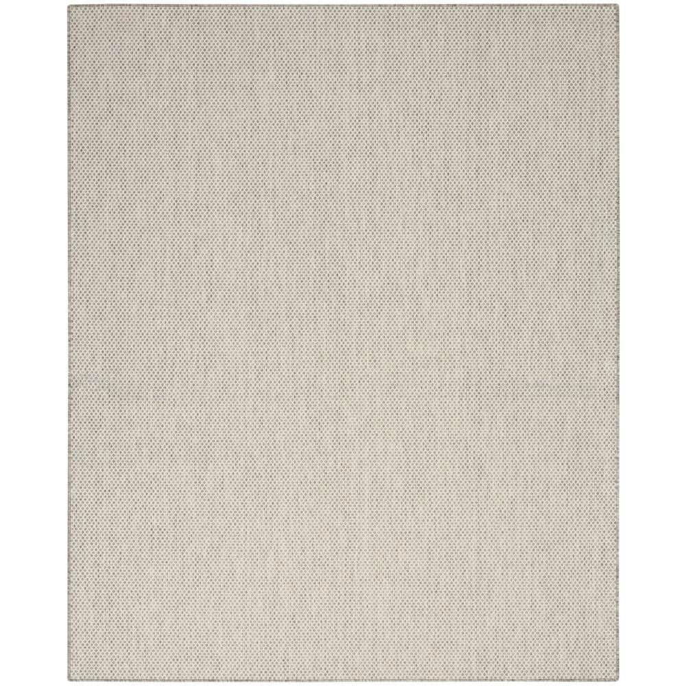 Nourison Courtyard Ivory Silver 8 ft. x 10 ft. Geometric Contemporary ...