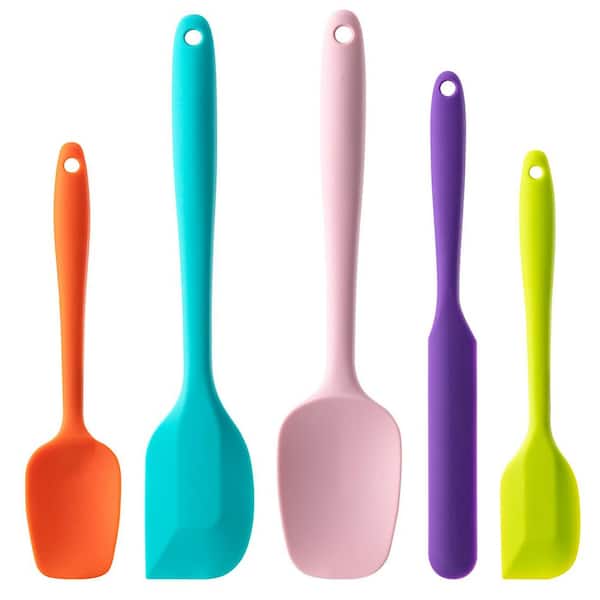 Silicone and Rubber Spatula Set for Baking, Cooking and Mixing, Multicolor (5-Pack)