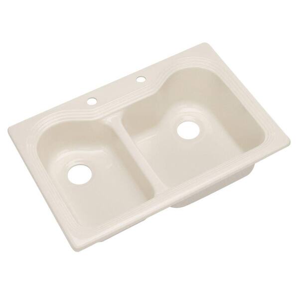 Thermocast Breckenridge Drop-In Acrylic 33 in. 2-Hole Double Bowl Kitchen Sink in Almond