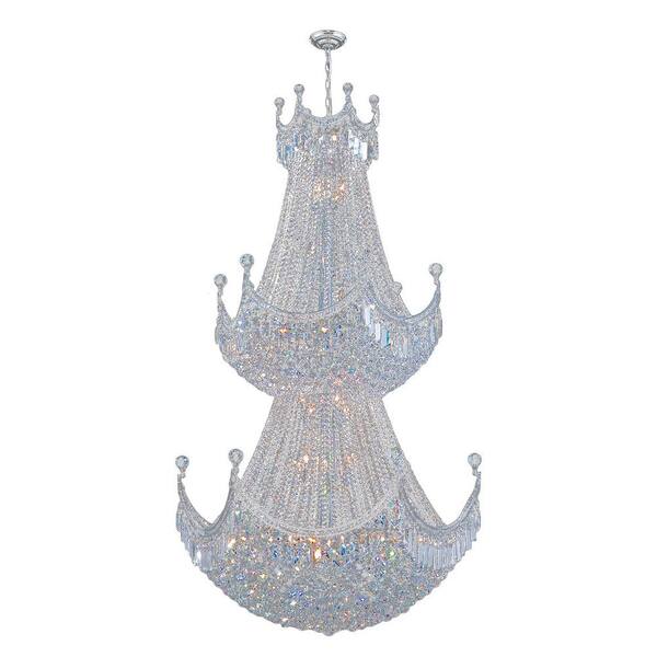 Worldwide Lighting Empire Collection 36-Light Chrome and Crystal Chandelier