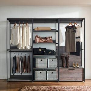 Monica 96 in. W Rustic Gray Walk-in Wood Closet System