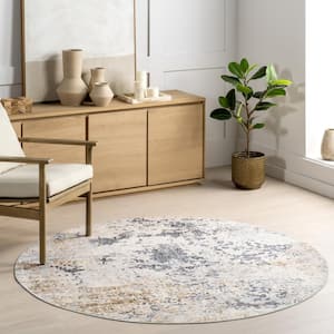 Danae Abstract Machine Washable Ivory 6 ft. x 6 ft. Area Rug