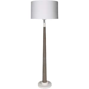 Redding 63 in. Gray Indoor Floor Lamp with White Drum Shaped Shade