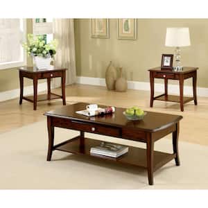 Echo Valley 48 in. Dark Brown Rectangle Wood Coffee Table Set with 3-Pieces