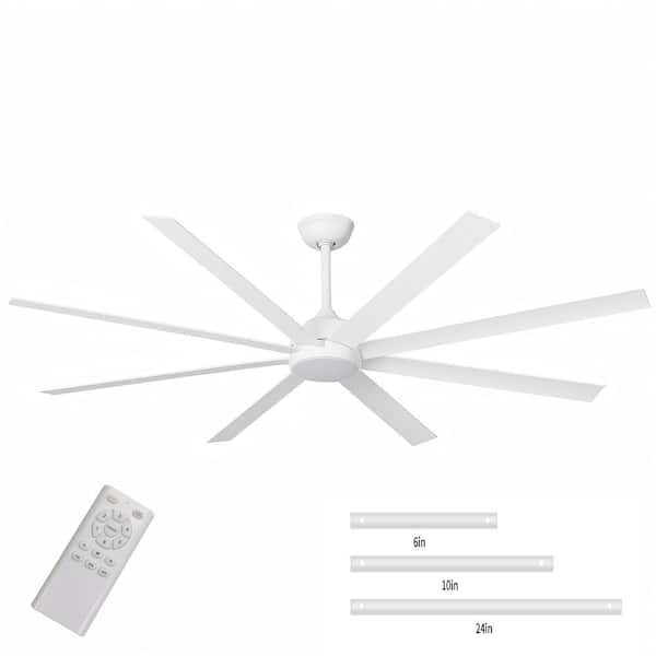 FIRHOT 72 in. Modern Indoor/Outdoor White 6 Speeds Ceiling Fan with 3 Color Temperature and Remote
