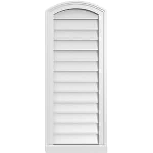 16 in. x 40 in. Arch Top Surface Mount PVC Gable Vent: Functional with Brickmould Sill Frame