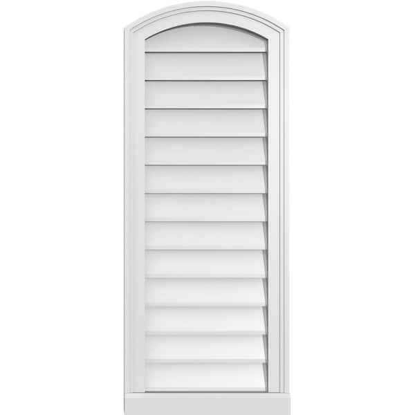 Ekena Millwork 16 in. x 40 in. Arch Top Surface Mount PVC Gable Vent: Functional with Brickmould Sill Frame