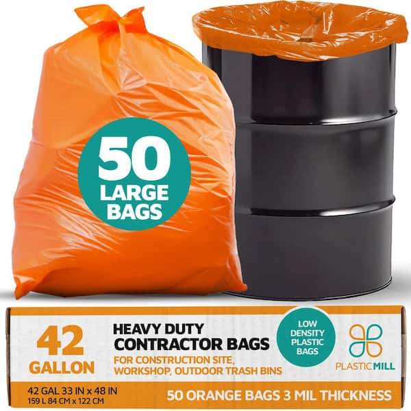 33 in. W x 48 in. H 42 Gal. 3 mil Orange Contractor Bags (50-Count)