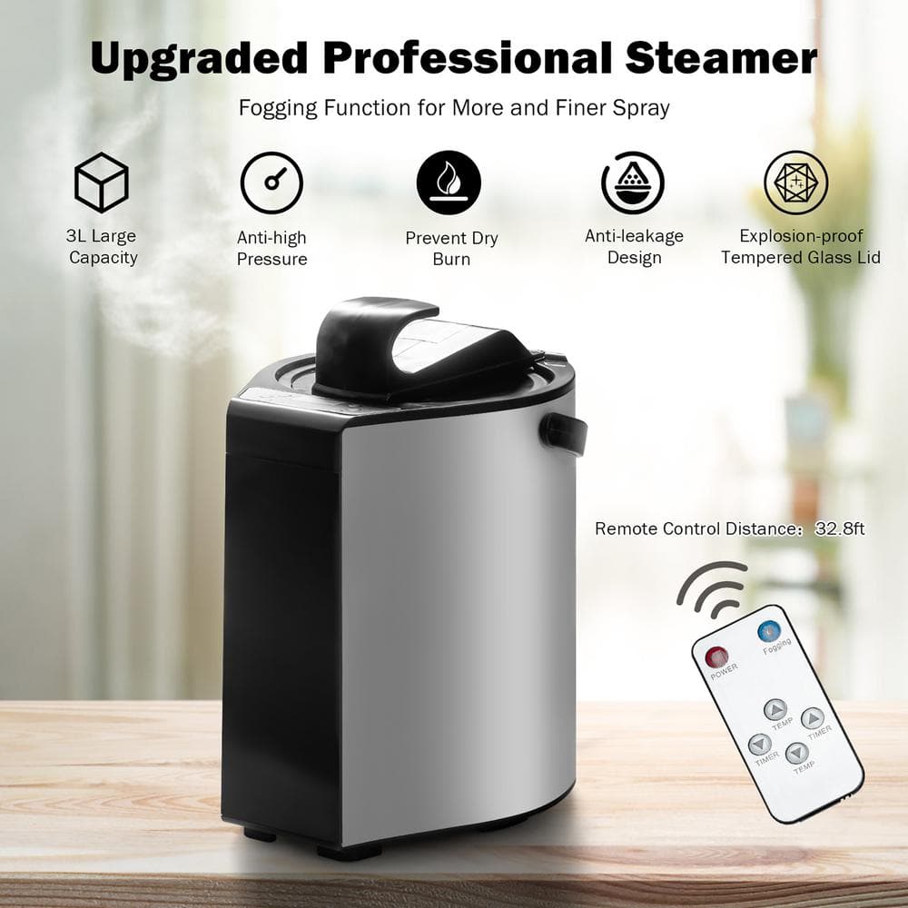 Black Portable Personal Steam Sauna with Folding Chair and Remote Control