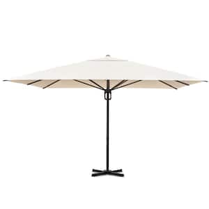 13 ft. x 13 ft. Square Steel Patio Umbrella with Button Click Outdoor Market Umbrella for Garden and Parties Beige