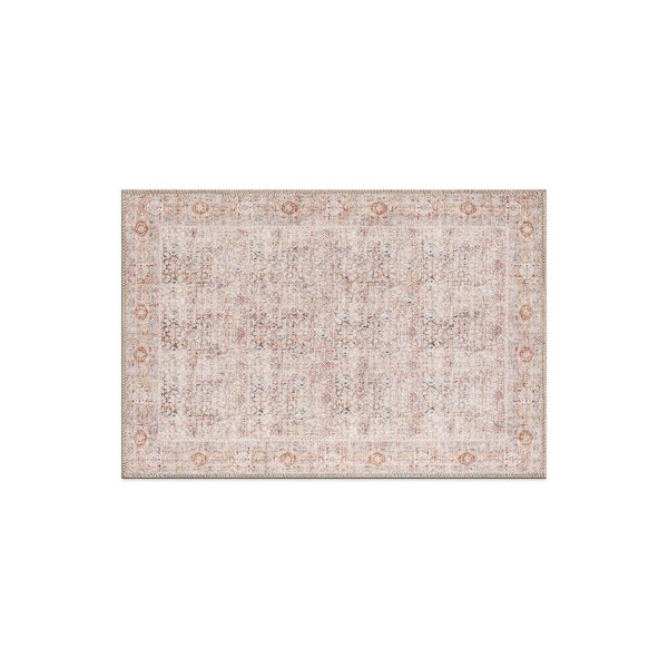 Delano Terracotta Floral Pattern Machine Washable Area Rug Multi 2 ft. x 3 ft. Area Rug