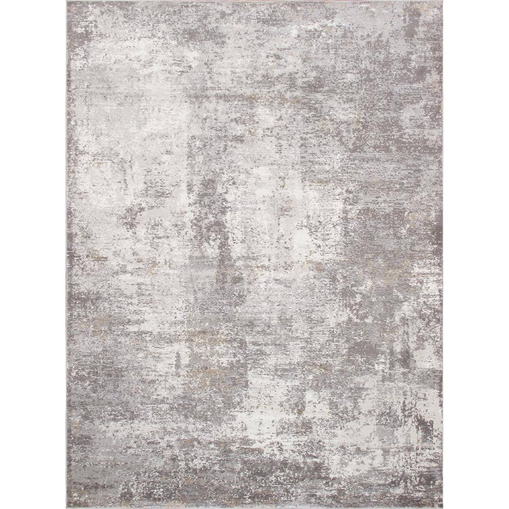 Stella Light Gray Abstract Rectangular 8' x 10' Viscose Area Rug