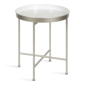 Celia 18.37 in. Silver Round Metal End Table