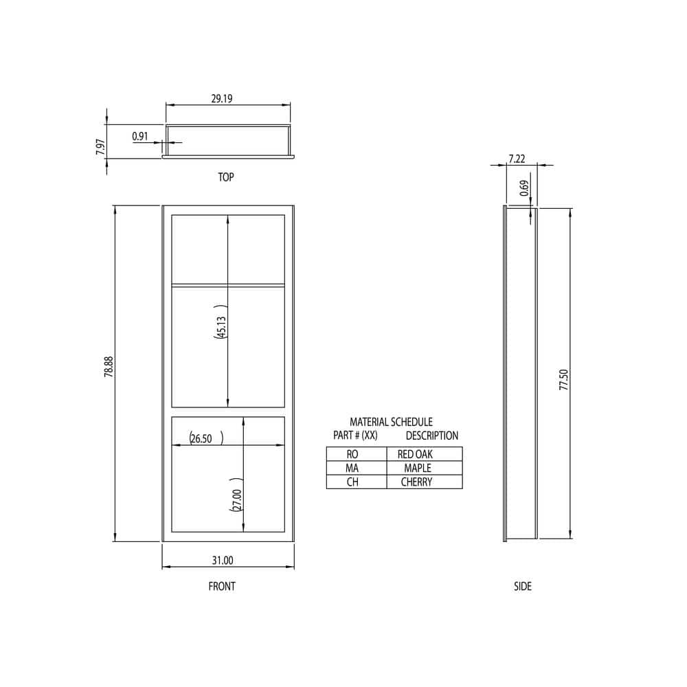 32'' x 80'' Unfinished Red Oak Hidden Bookcase Door