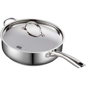 4 qt. Stainless Steel Saute Pan with Lid, Deep Frying Pan