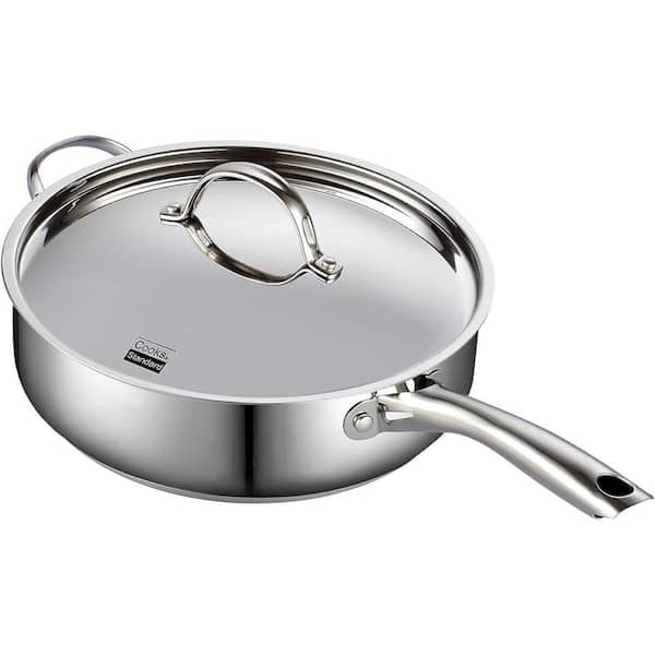 Cooks Standard 4 qt. Stainless Steel Saute Pan with Lid, Deep Frying Pan