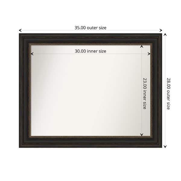 Amanti Art Accent Bronze 35 in. x 28 in. Custom Non-Beveled Polystyrene Antique Framed Bathroom Vanity Wall Mirror