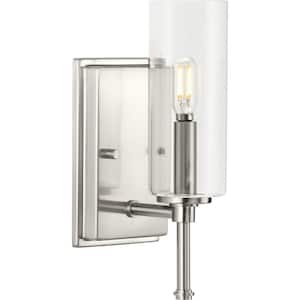 Elara 4.75 in. 1-Light Brushed Nickel New Traditional Vanity Light with Clear Glass Shade
