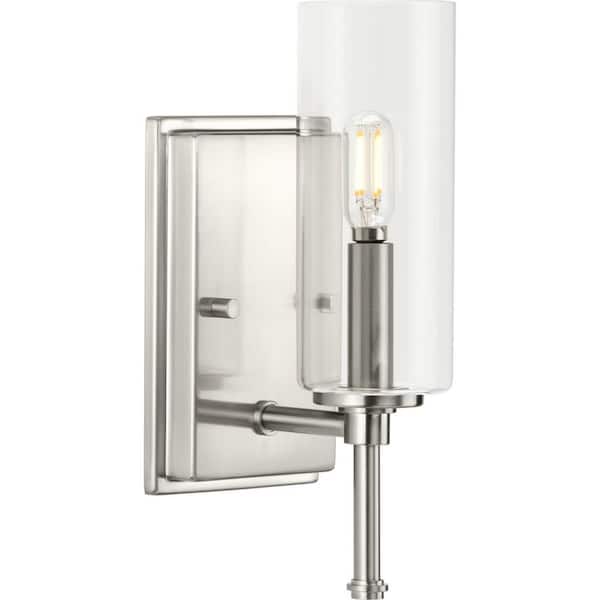 Progress Lighting Elara 4.75 in. 1-Light Brushed Nickel New Traditional Vanity Light with Clear Glass Shade