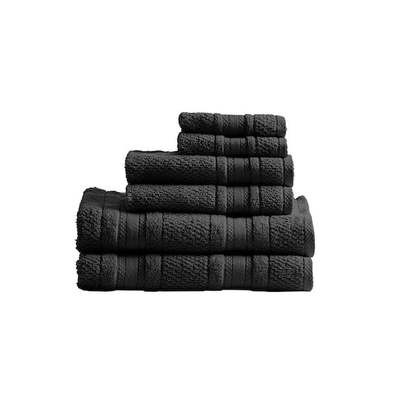 6 Piece Towels Set Soft Cotton Lightweight Bath Towel 2 Bath Towels, 2 Hand Towels, 2 Washcloths (Black)