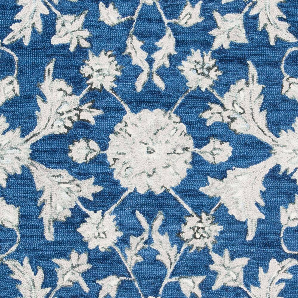 Navy and Grey Hand-Tufted Wool Floral 4' x 6' Rug