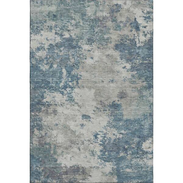 Mayfield Premium Machine Washable Abstract AMF2363 Denim 10 ft. x 14 ft. Area Rug