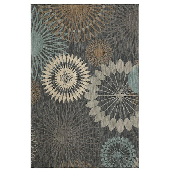 PetProof Canon Abyss Blue 8 ft. x 11 ft. Medallion Area Rug
