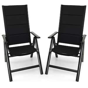 Patio Folding Chairs Lightweight Outdoor Dining Chairs w/Padded Seat (Set of 2)