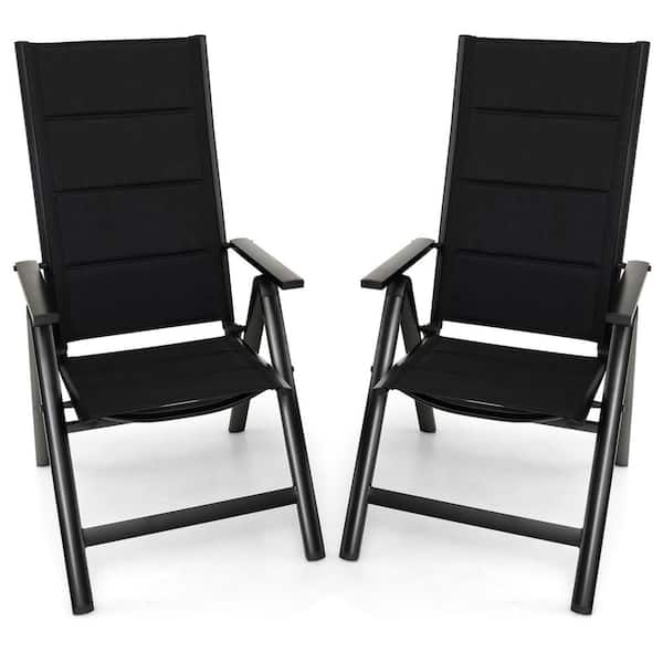 Gymax Patio Folding Chairs Lightweight Outdoor Dining Chairs w/Padded Seat (Set of 2)