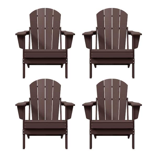 WESTIN OUTDOOR Laguna 4-Pack Fade Resistant Outdoor Patio HDPE Poly Plastic Classic Folding Adirondack Chairs in Dark Brown