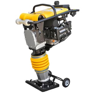 6.5 HP 4-Stroke Gas Impact Jumping Jack Tamping Rammer Vibratory Asphalt/Soil Plate Compactor with Wheel Kit