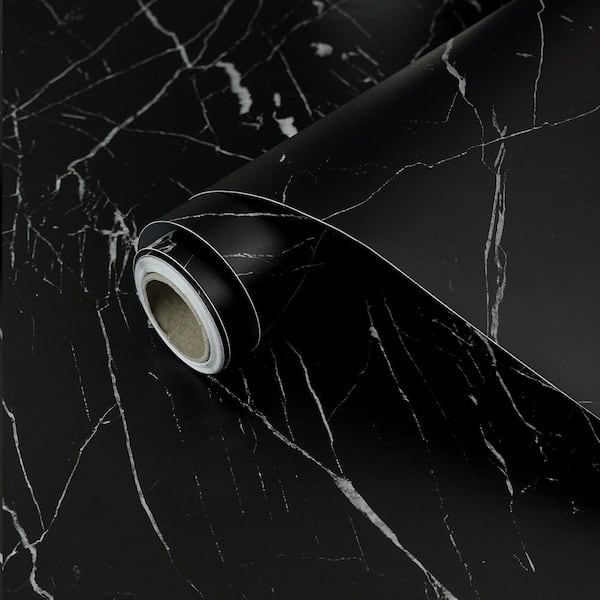 Textured Black Peel and Stick Wallpaper Roll Self-Adhesive Matte Marble Contact Paper Wrap Vinyl (Cover 36 sq. ft.)