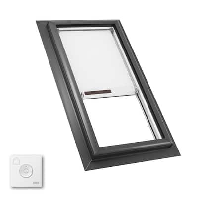 22-1/2 x 46-1/2 in. Fixed Self Flashed Skylight with Laminated Low-E3 Glass and White Solar Powered Room Darkening Shade