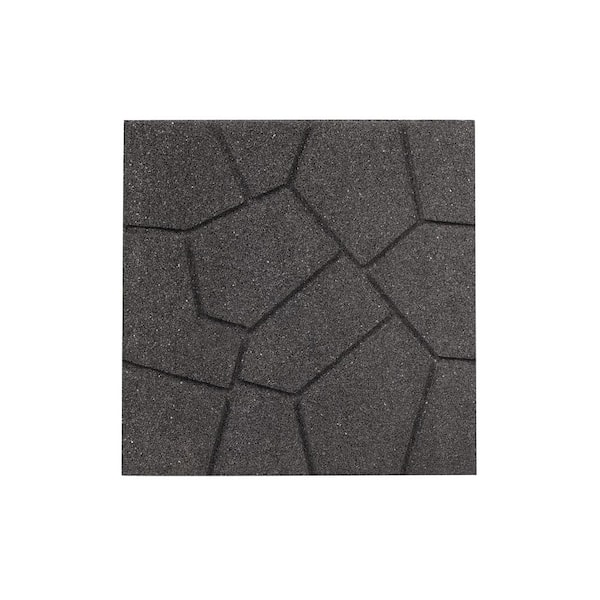 Vigoro 16 in. x 16 in. x 3/4 in. Gray Dual-Sided Rubber Paver (60-Pack)