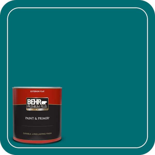 BEHR PREMIUM PLUS 1 qt. #MQ6-35 Teal Motif Flat Exterior Paint & Primer