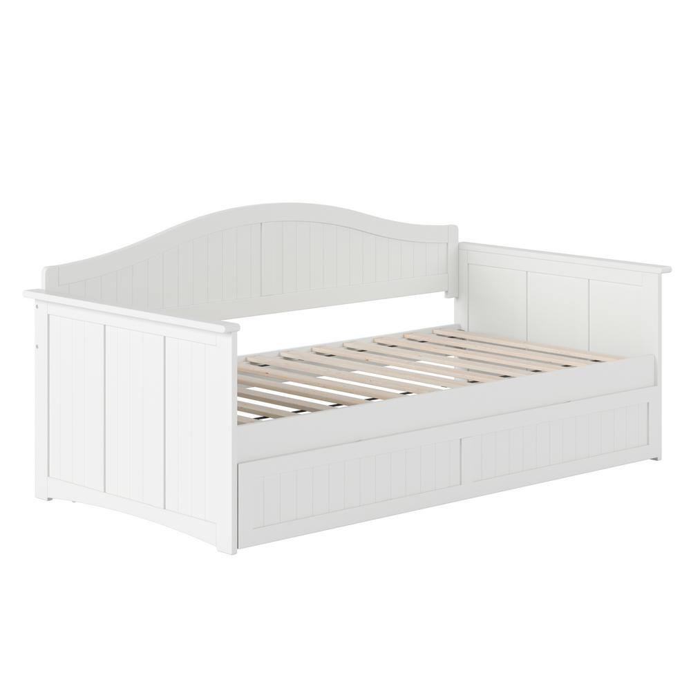 Nantucket White Twin Wood Daybed with Trundle and Storage