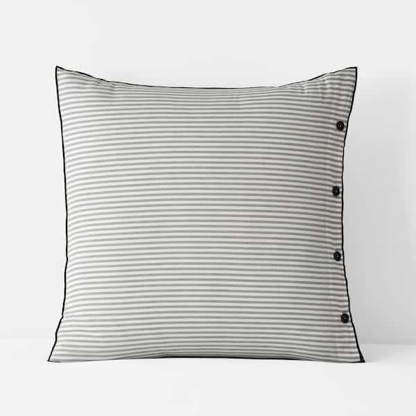 The Company Store Company Organic Cotton Pinstripe Yarn-Dyed Cream/Black Cotton Percale Euro Sham