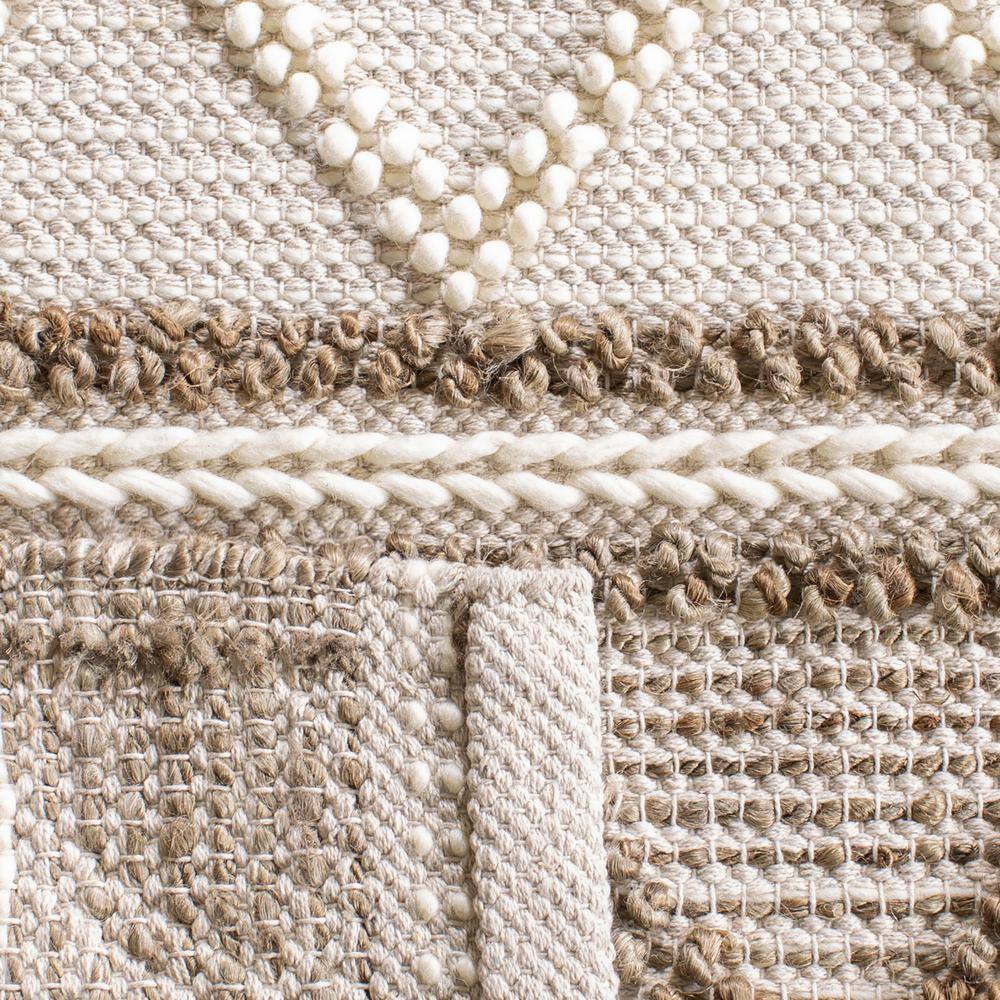 Handwoven Taupe & Ivory Wool-Cotton Blend Area Rug - 9' x 12'