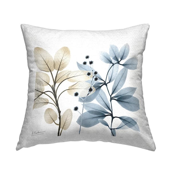 Stupell Industries Contemporary Plant Sprigs White Square Outdoor Throw Pillow