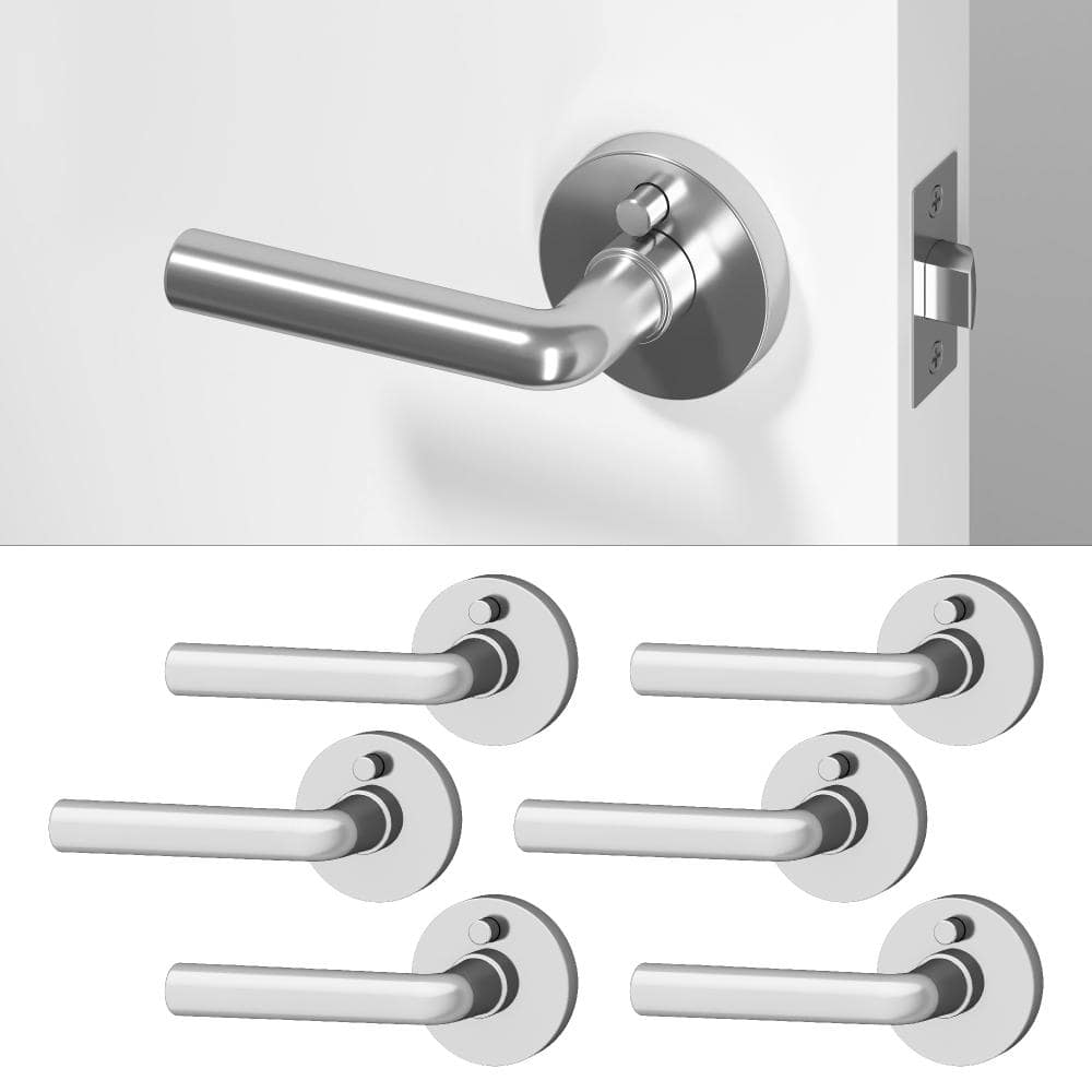Arc Metal Chrome Privacy Bed/Bath Round Door Handle with Push Button and Round Rosette 6-Pack price history on PriceWatchPro