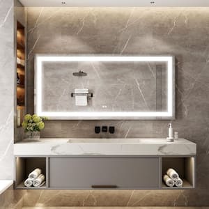 60 in. x 28 in. Large Rectangular Frameless Wall LED Bathroom Vanity Mirror with Lights in Silver, Easy Installation