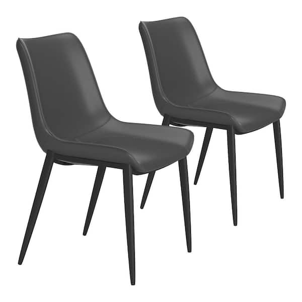 Magnus Black Faux Leather Dining Chair (Set of 2)