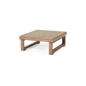 Brown Wash Square Wood Outdoor Coffee Table for Garden, Backyard and Poolside