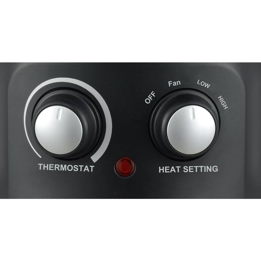 Black 1500W Electric Forced Air Heater with Thermostat