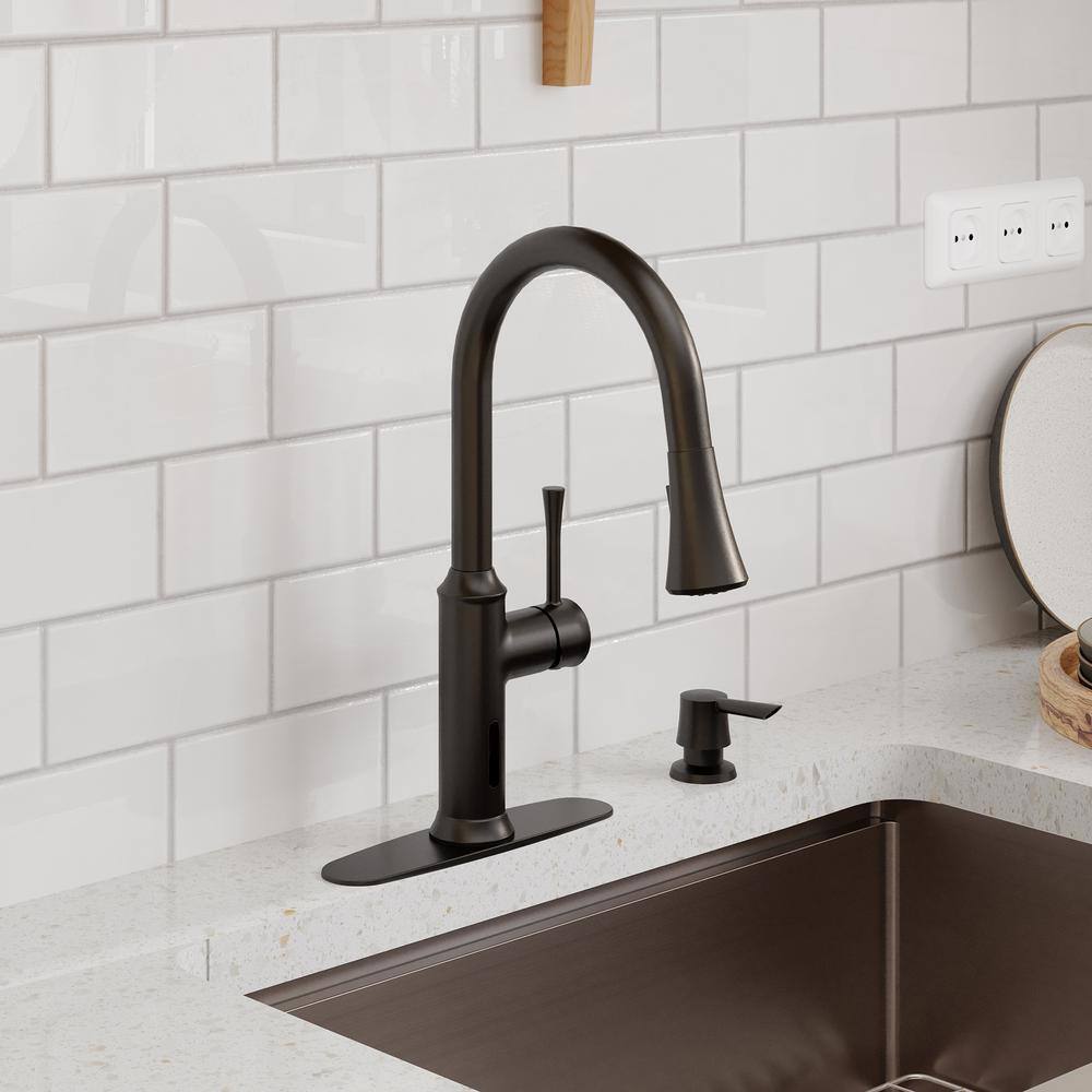 Matte Black Stainless Steel Touchless Pull-Down Sprayer Kitchen Faucet