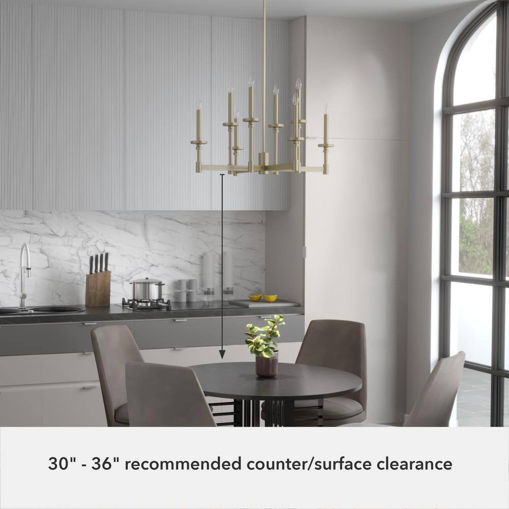 Hunter Briargrove Modern Brass 8-Light Tiered Candle Chandelier