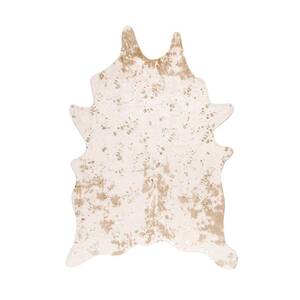Alferce Faux Cowhide Off-White 4 ft. x 5 ft. Shaped Accent Rug
